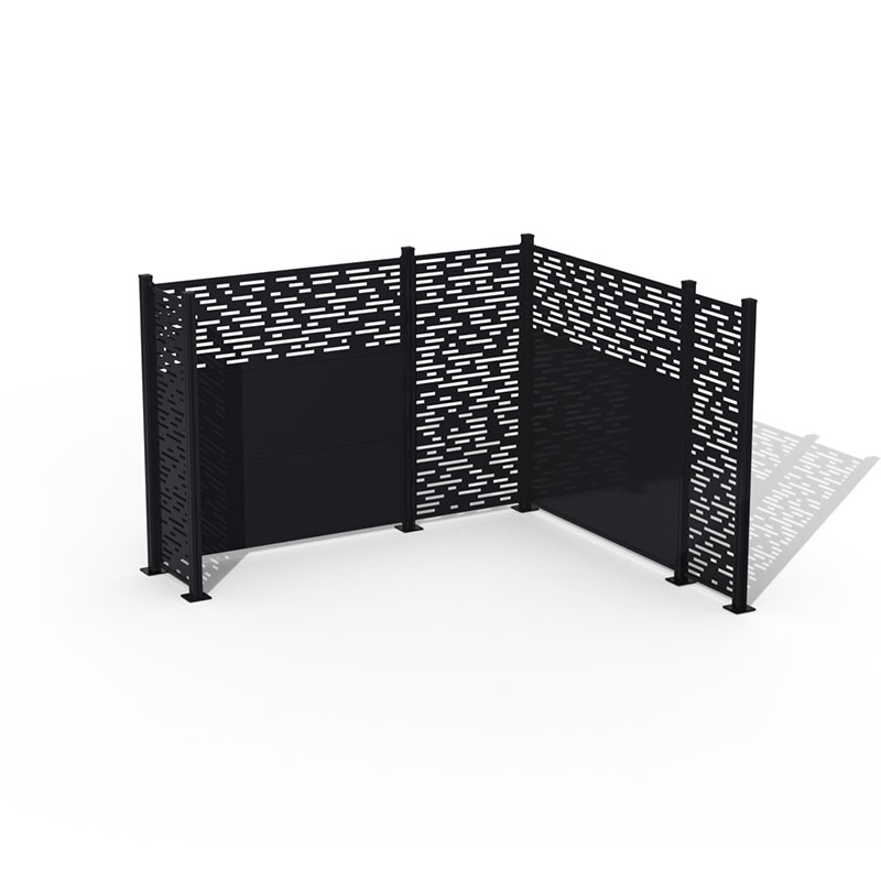 Assemblage de clôture en aluminium avec peinture noir et motif ligné